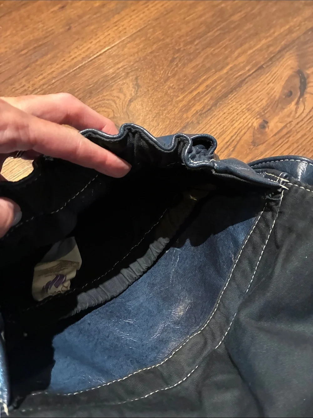 Women’s Navy Leather Messenger Sling Bag